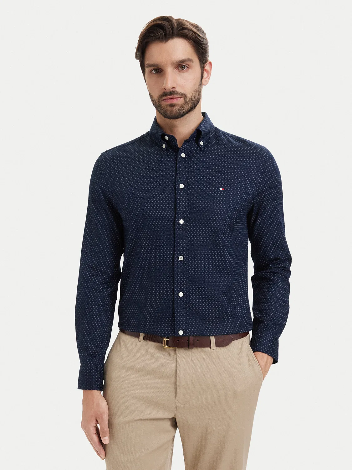 Мужская рубашка стандартного кроя Poplin Tommy Hilfiger, темно-синий