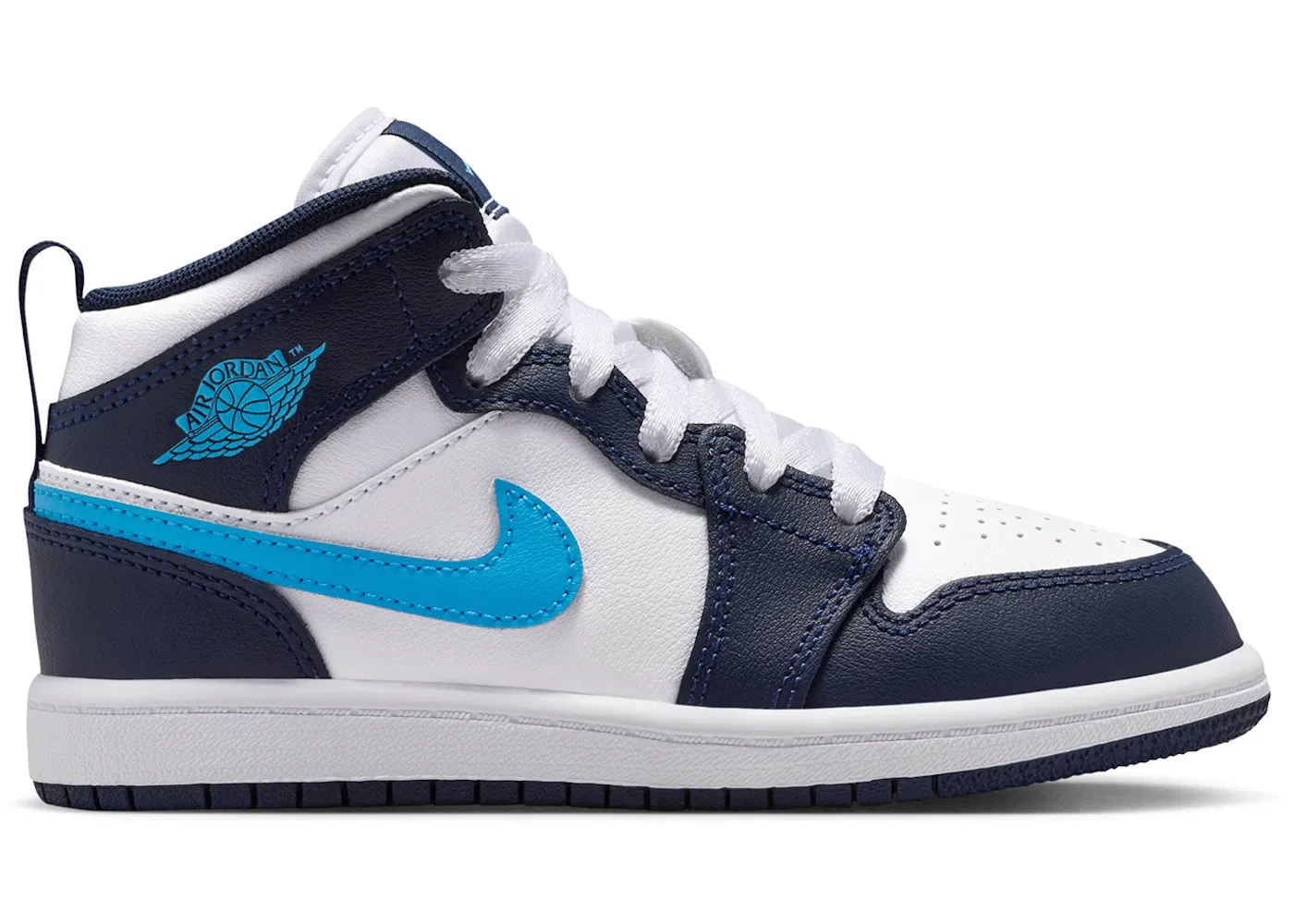 Детские кроссовки Lifestyle Jordan 1 Mid Obsidian Dark Powder Blue (PS) Jordan, Obsidian/White/Dark Powder Blue