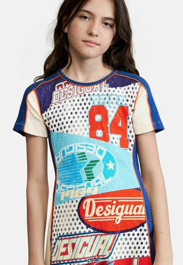 Платье А-силуэта с принтом - трикотажное платье Desigual, синий