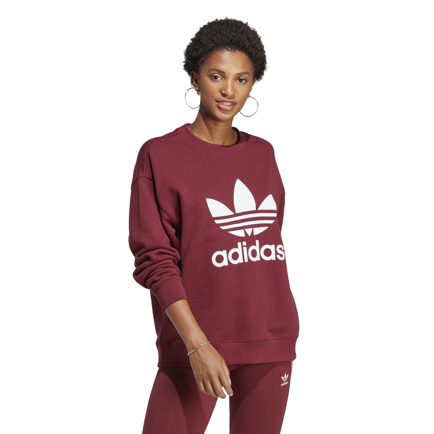 

Толстовка Adidas Originals Trefoil Crew, бордовый, Коричневый, Толстовка Adidas Originals Trefoil Crew, бордовый