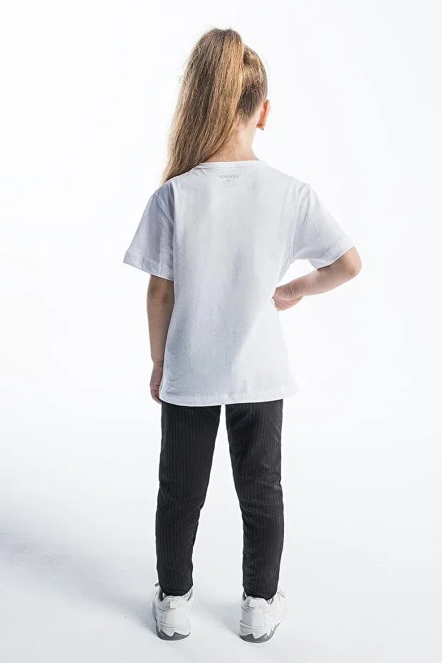 Детская футболка для девочек с принтом Turkish Flag Chest Crest Trend Baby Kids, Girl White — фото 2