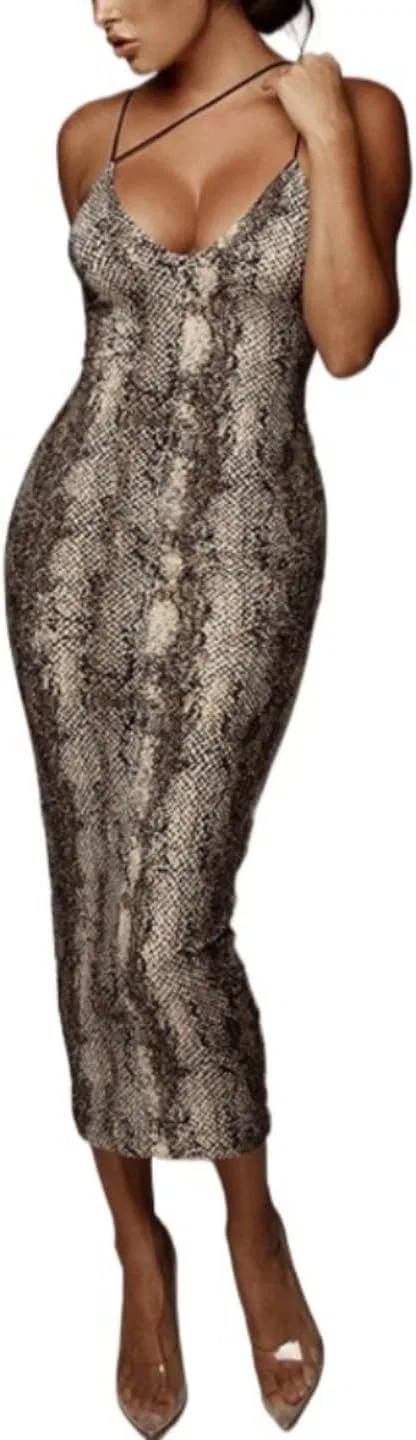 Женское платье миди с принтом Bodycon Snakeskin Print