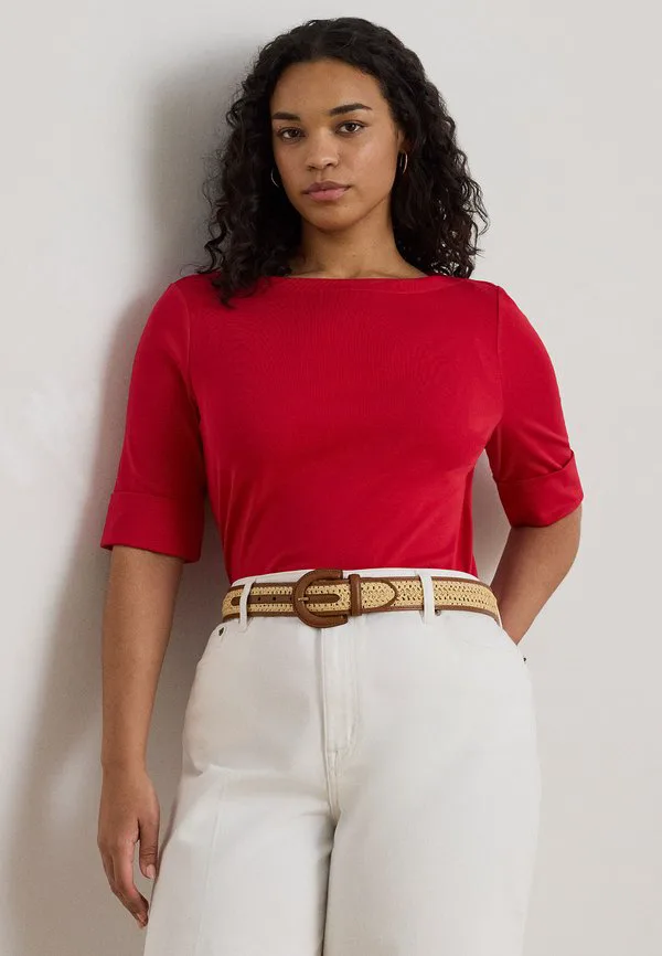 

Хлопковая футболка с вырезом-лодочкой, базовая футболка Lauren Ralph Lauren Woman, Cruise Red, Красный, Хлопковая футболка с вырезом-лодочкой, базовая футболка Lauren Ralph Lauren Woman, Cruise Red