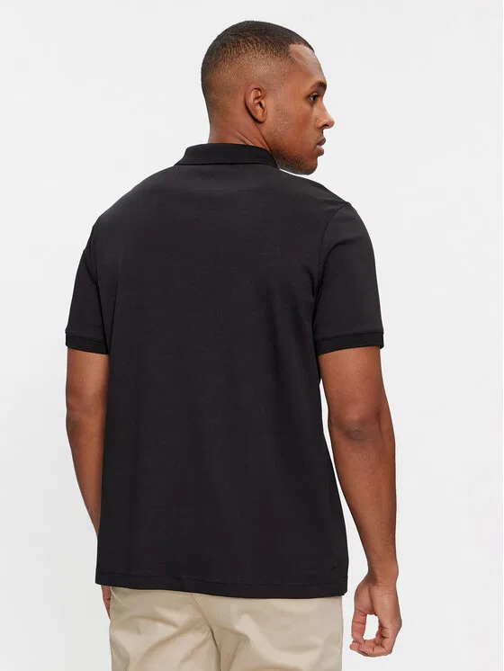 Поло regular fit Smooth Cotton Welt Zip Polo Calvin Klein, черный — фото 3