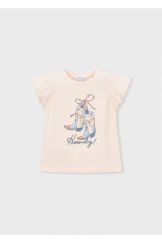 Детская футболка для девочек с принтом Summer Girl's Printed T-Shirt Mayoral, Nude Color — фото 3