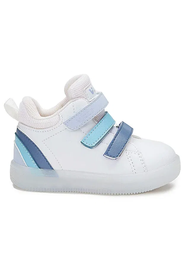 Детские ботинки для девочек с подсветкой Vicco, White - Blue