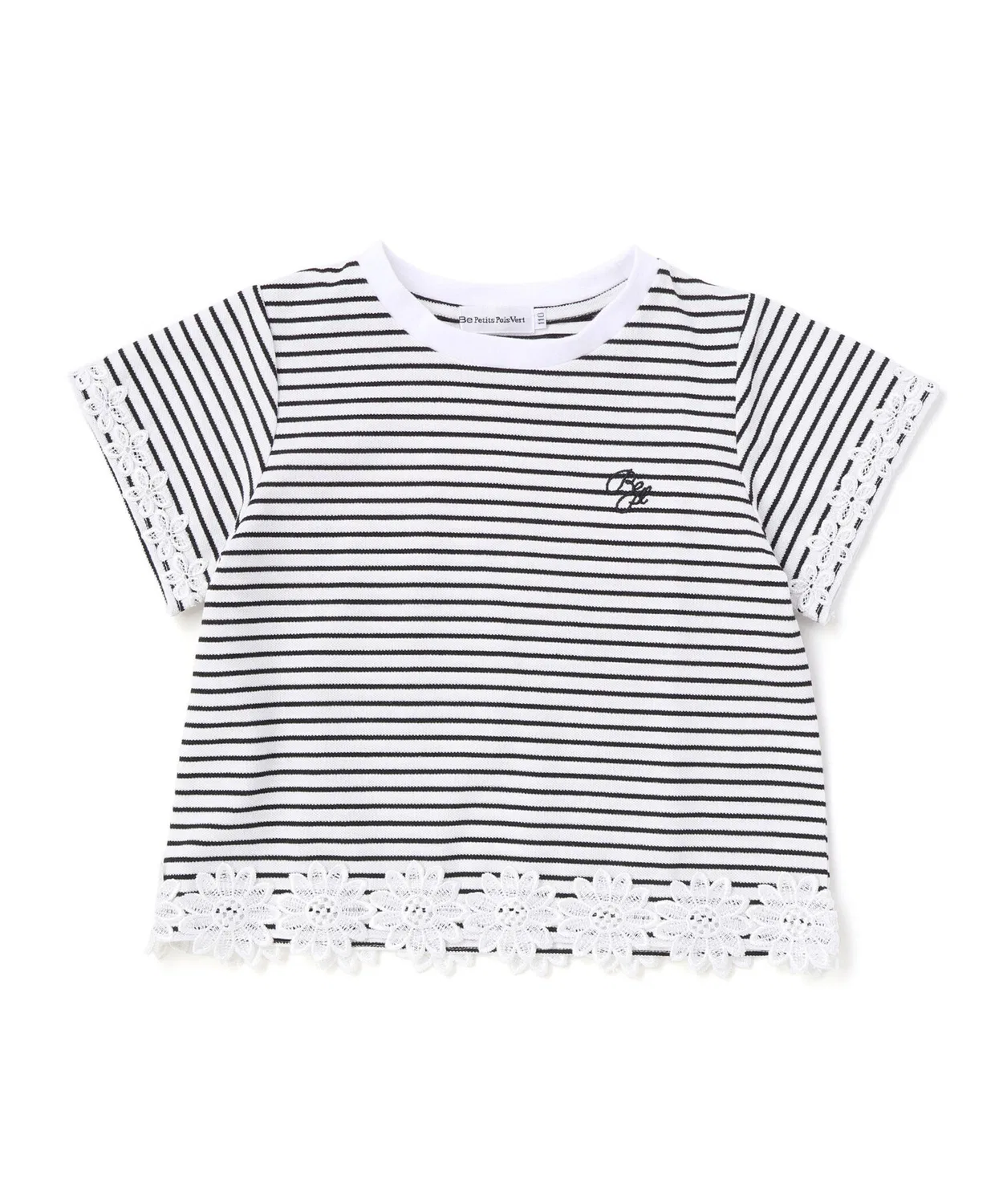Детская футболка с принтом и кружевом BeBe Petits Pois Vert, Black