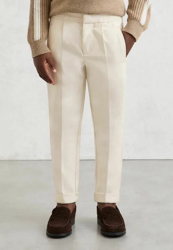 Брюки из полиэстера Brighton slim-fit pleated trouser Reiss, кремовый
