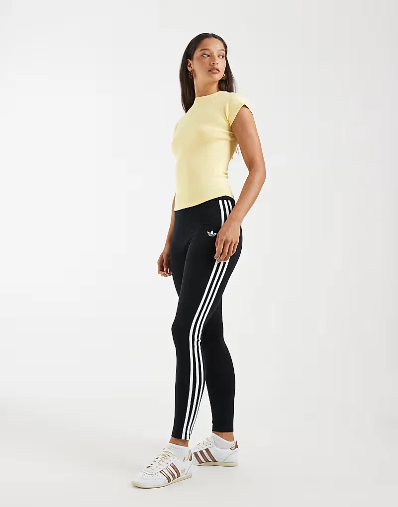Леггинсы Adidas Originals с тремя полосками, черно-белые