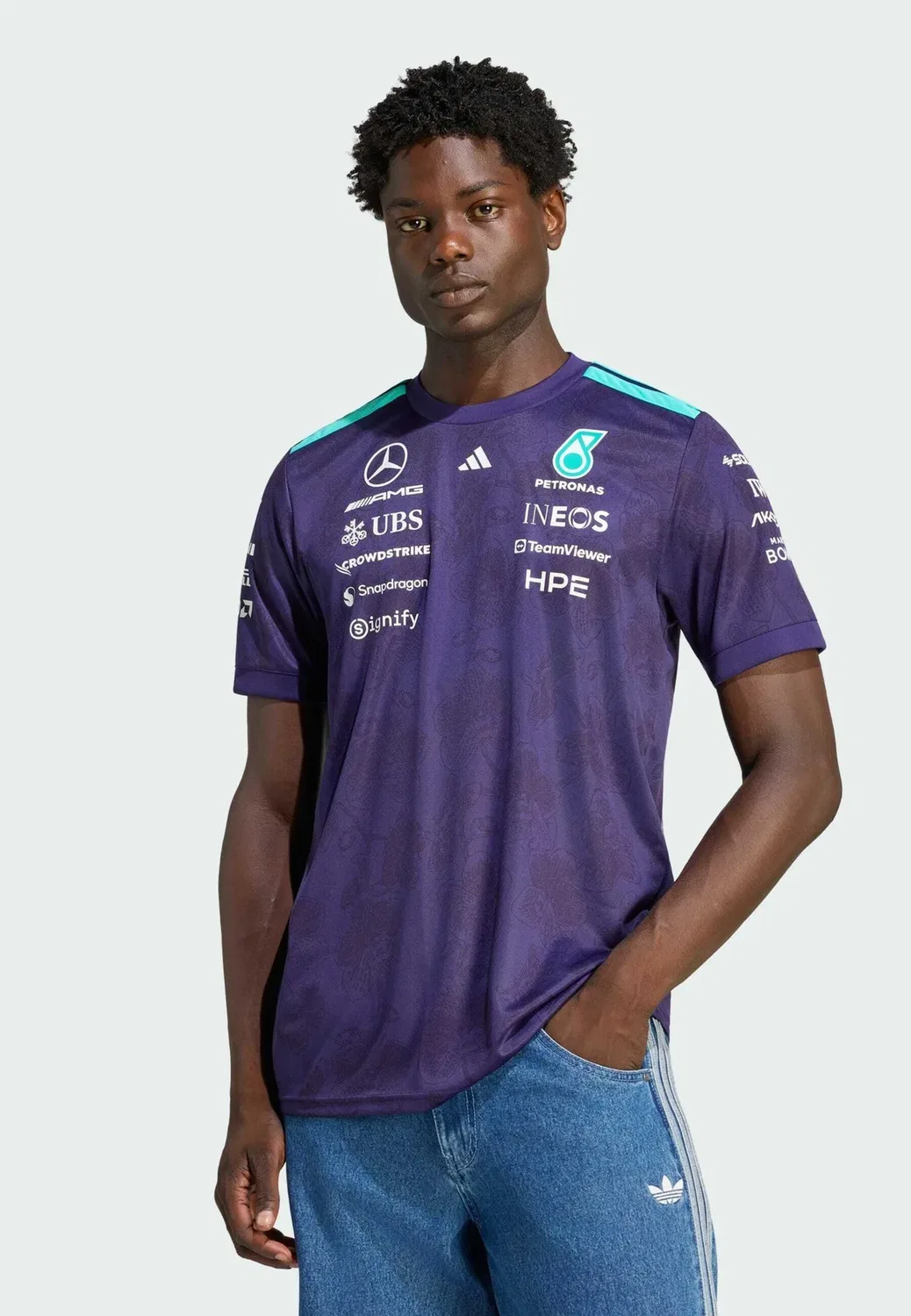 Футболка Mercedes - AMG Petronas Formula 1 Team Ванды Блум - спортивная футболка Adidas Performance, Dark Purple