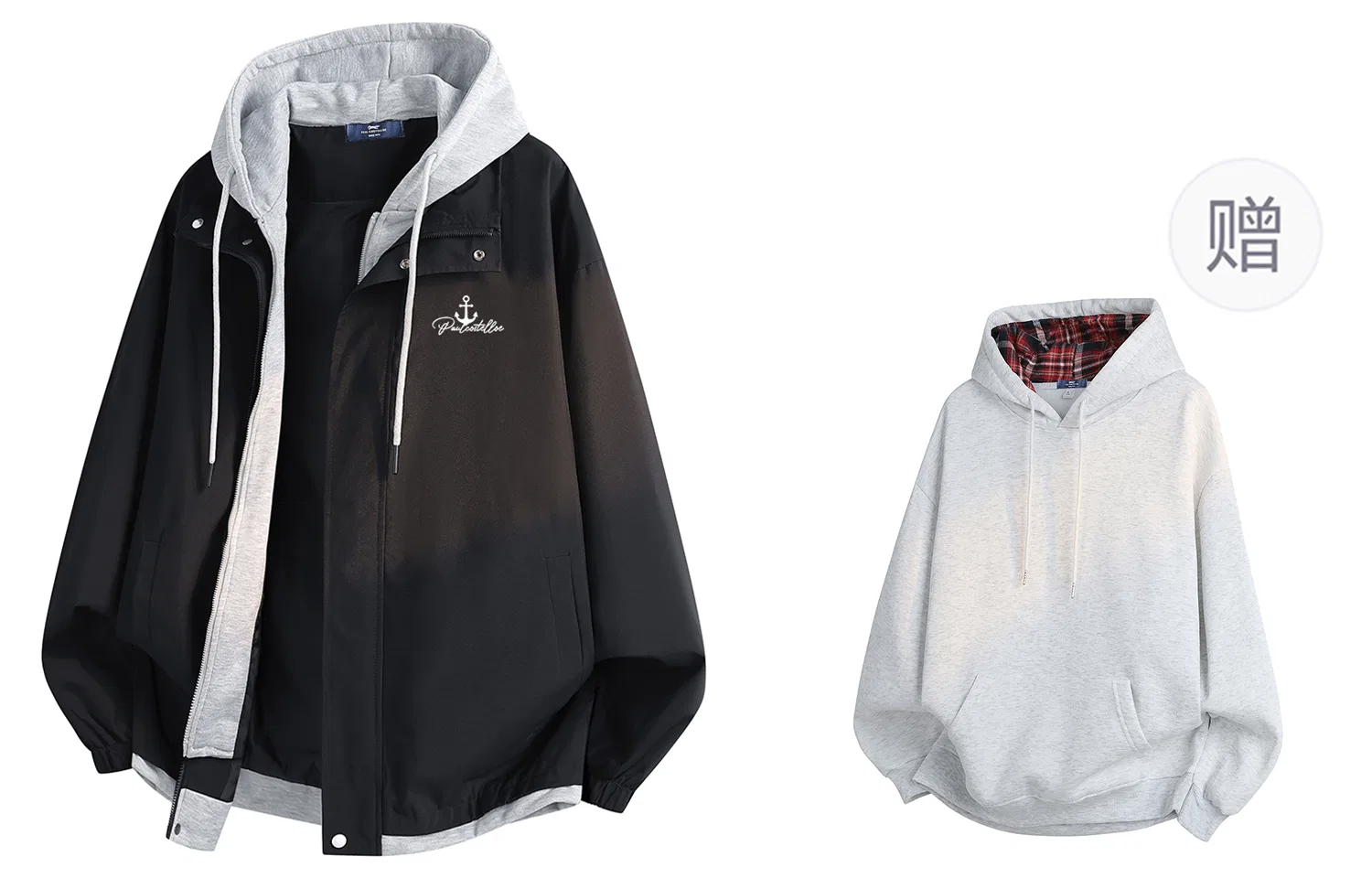 Детское пальто с лацканами, с клетчатым свитшотом, Black+Heather Gray, Paul Costelloe