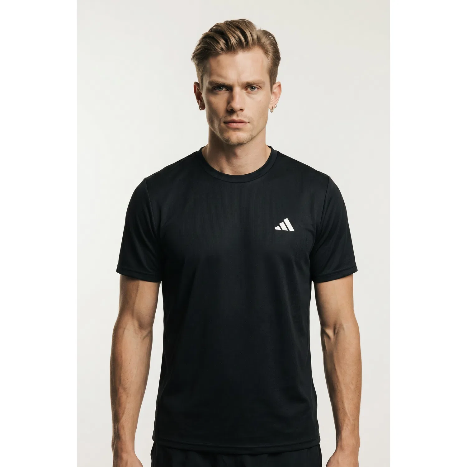 Мужская футболка с 3 полосками Adidas Performance, Black/White — фото 2