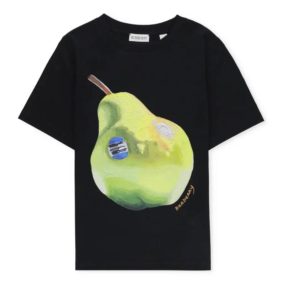 Футболка с принтом Kids Pear Printed Cotton Jersey T-Shirt Burberry, Black