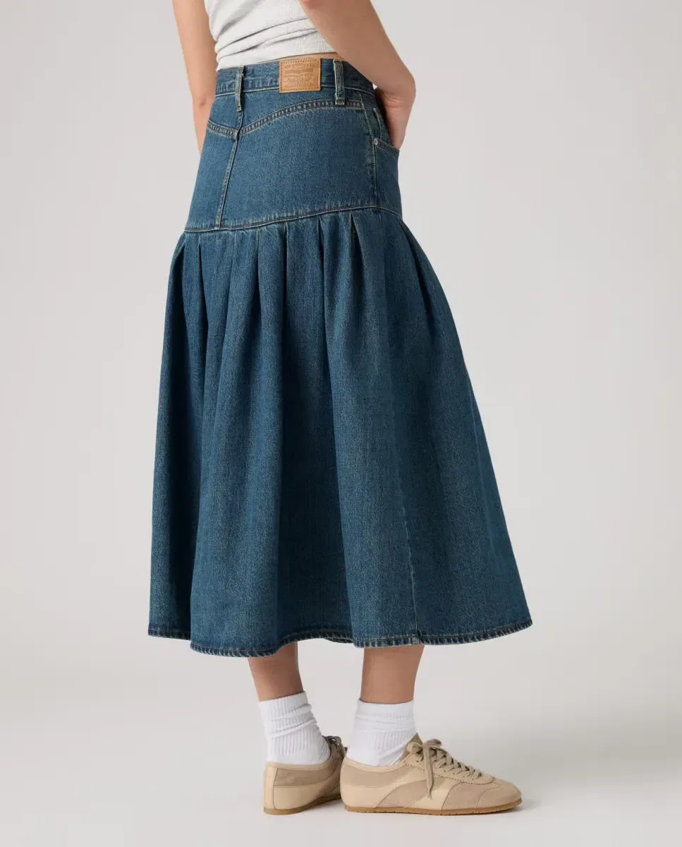 Женская юбка-миди A-силуэта Yoked Pleated Levi's, Azul — фото 3