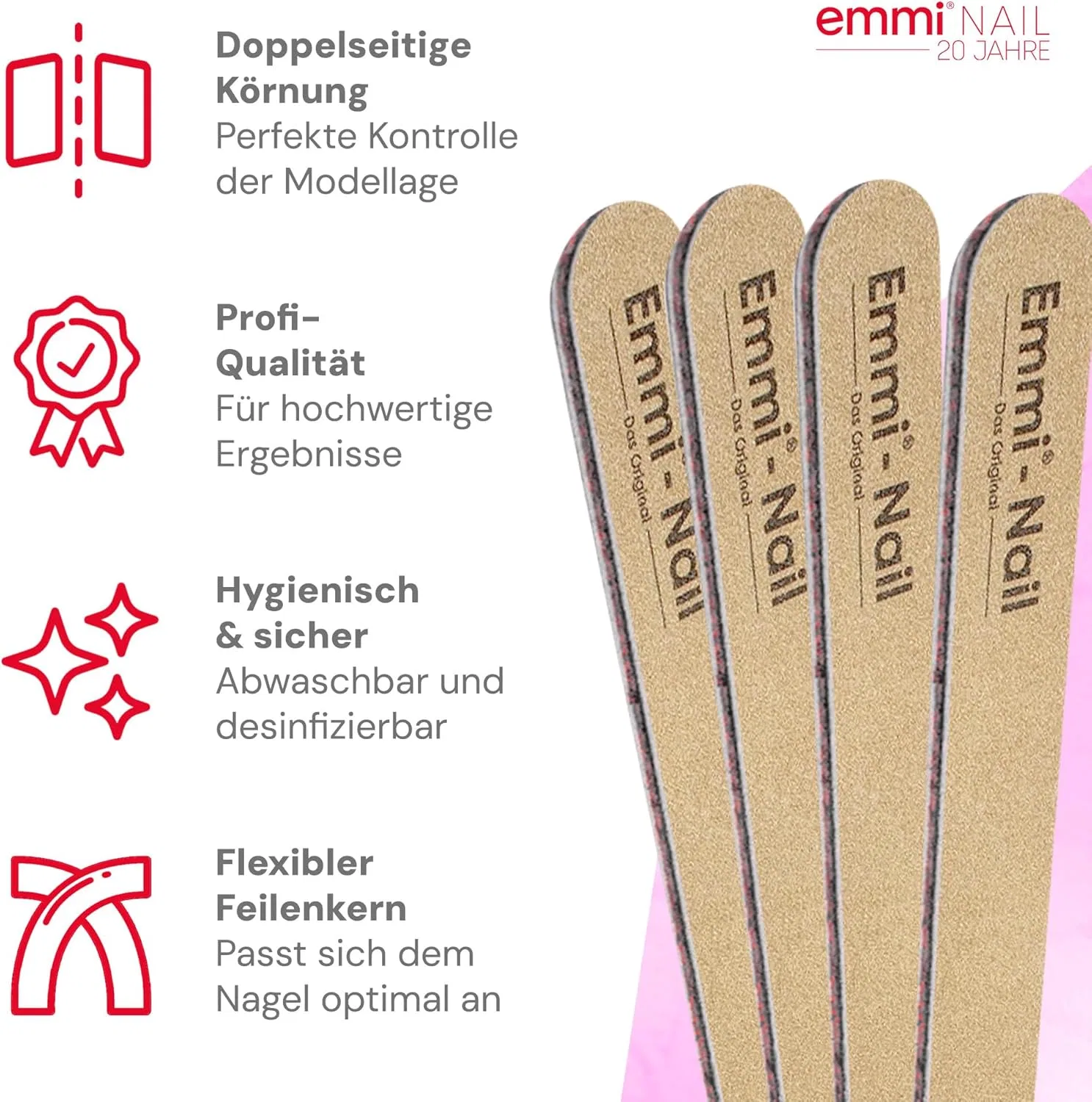 Профессиональные пилки для ногтей Emmi-Nail Straight Gold 100/180, 20 шт. Emmi Nail — фото 3