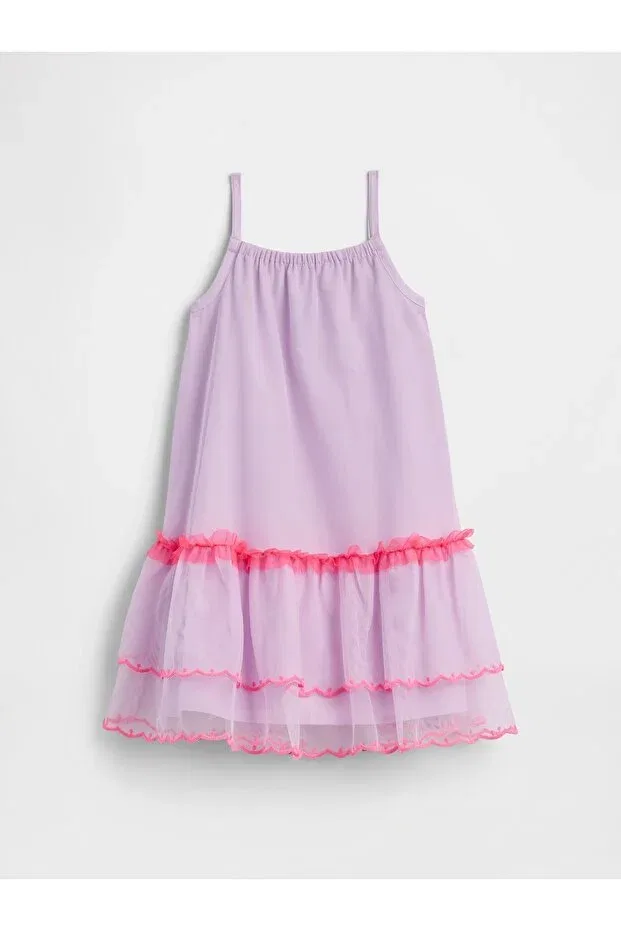 Детское платье для девочек из тюля с принтом Baby girl purple baby layered tulle dress Gap, Purple-000