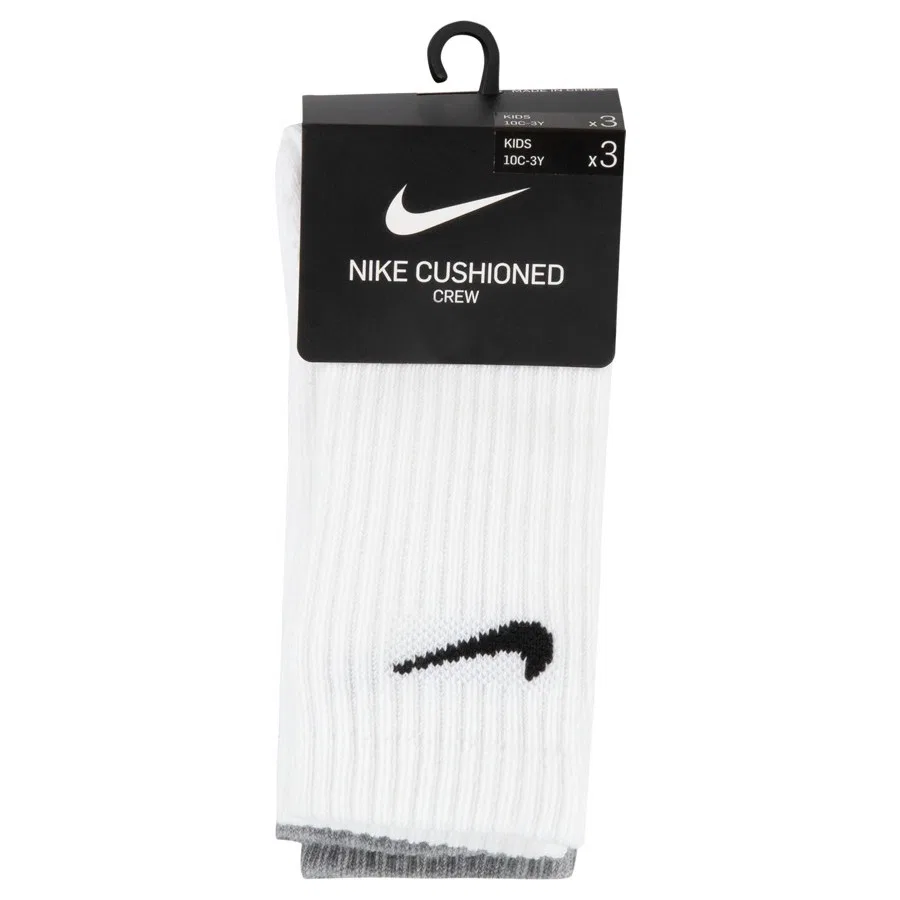 Комплект спортивных носков с принтом Nike Basic Pack Crew 3pk, Nike, Черно-бело-серый — фото 3