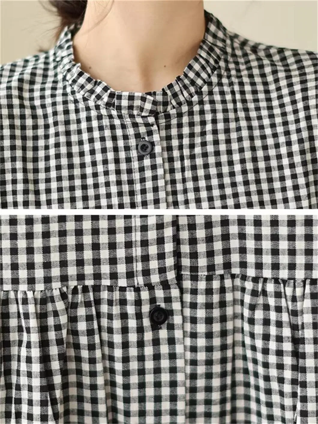 Женское платье А-силуэта с клеткой Generic, Blackwhiteplaid — фото 3