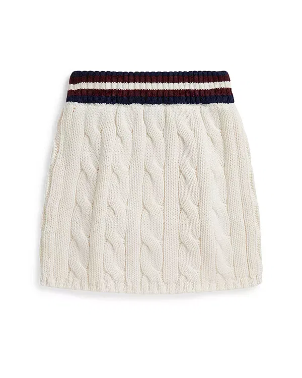 Детская юбка для девочек хлопковая Cable-Knit Cotton Skirt Ralph Lauren, White Multi — фото 4