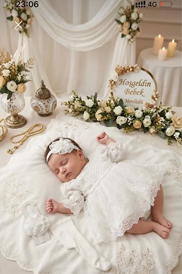 Детский комплект для новорожденных девочек с вышивкой Lily Basics Cherub Baby, Ecru