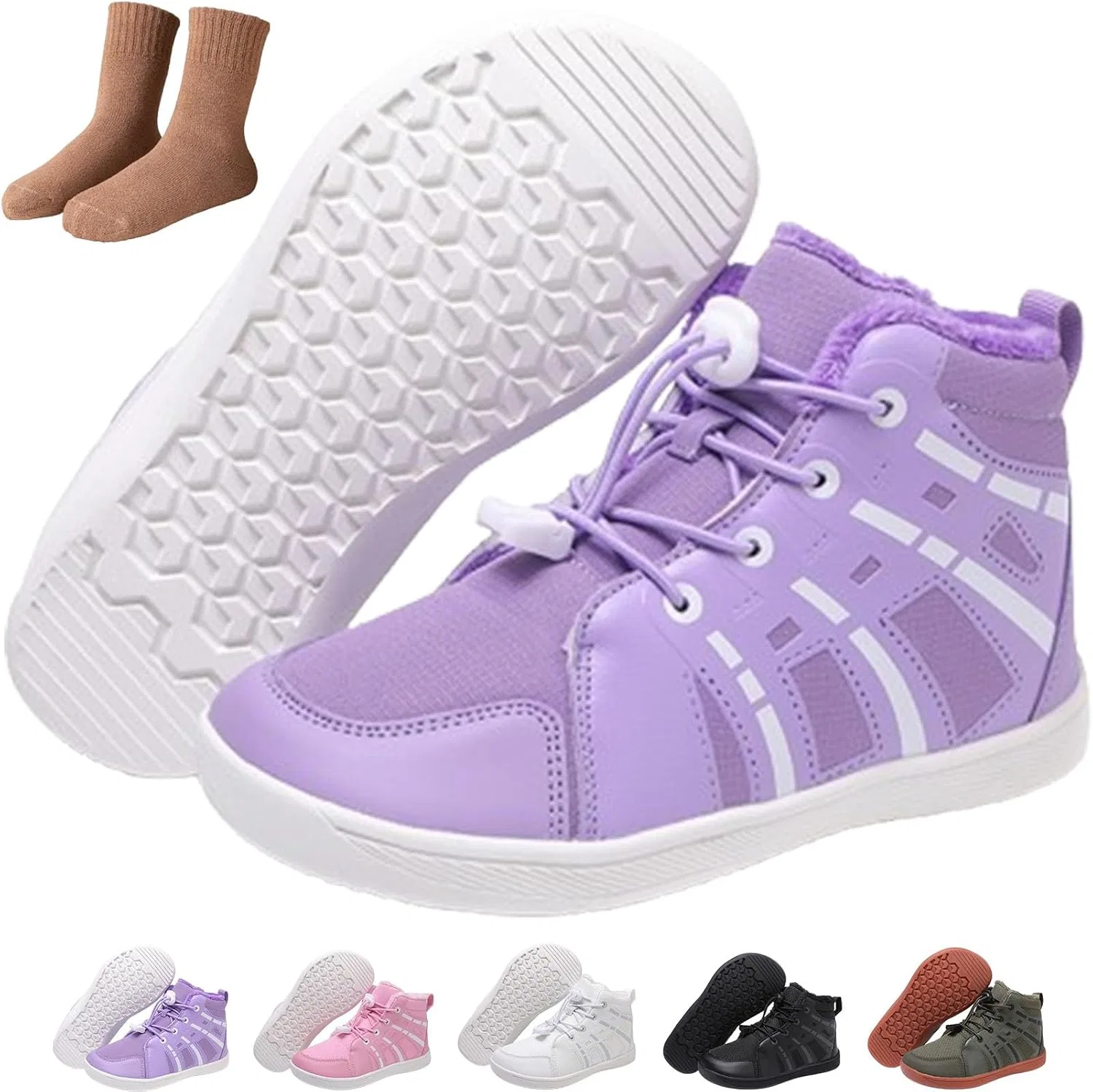 Детские зимние ботинки для девочек водонепроницаемые с принтом Hike Kids Winter Footwear Barefoot Snow Boots, Purple