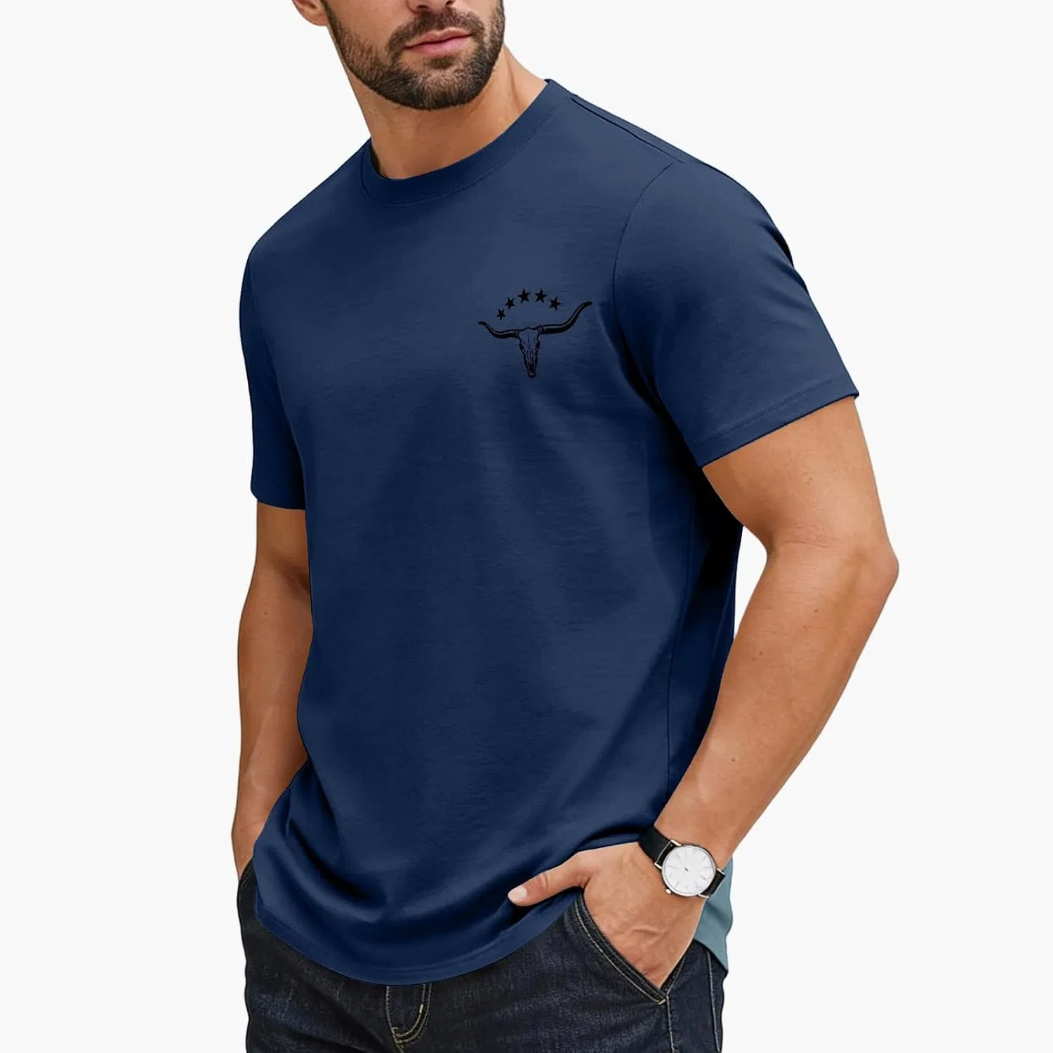 Мужская футболка с круглым вырезом, Light Blue — фото 3