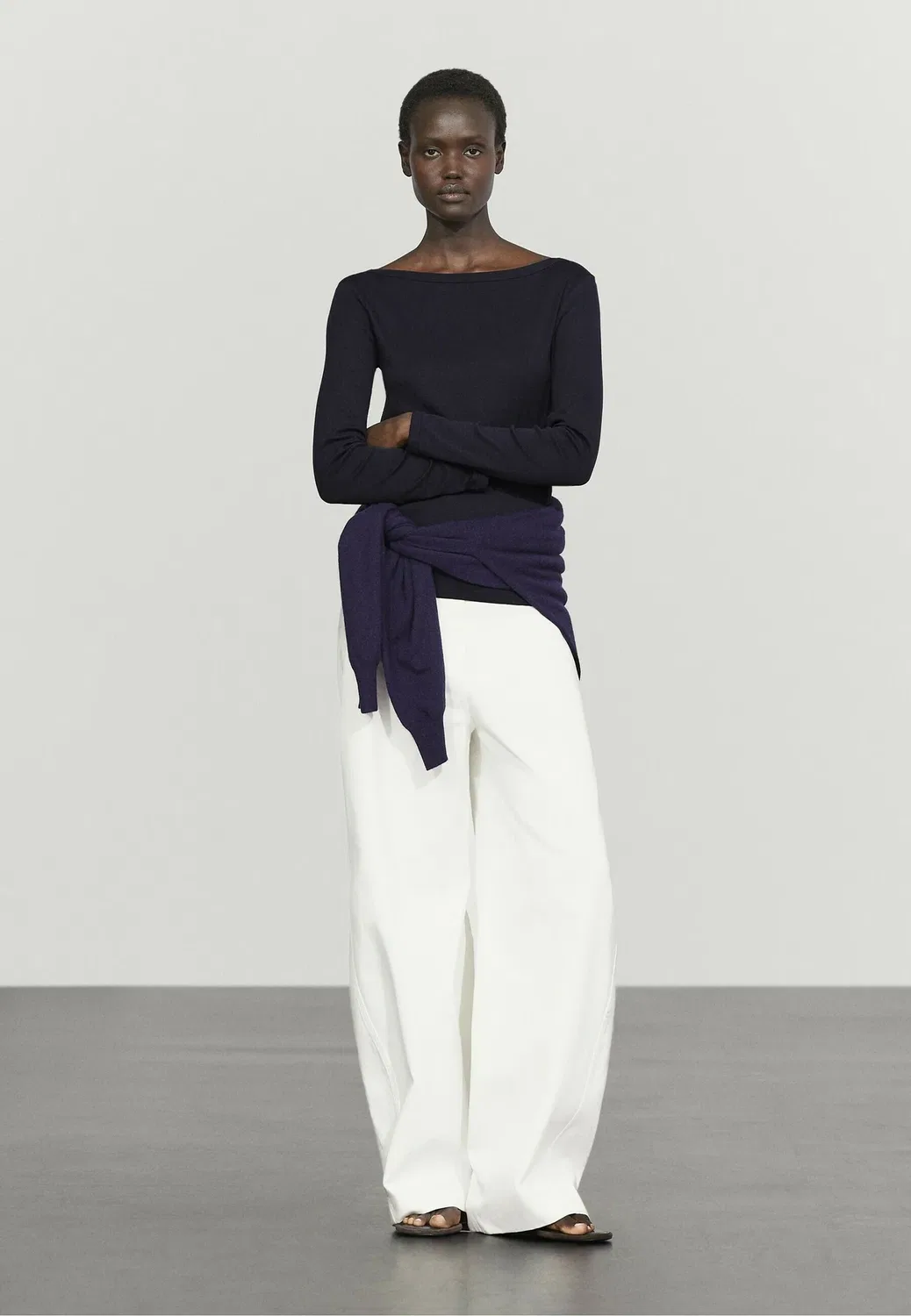 Топ с длинными рукавами Massimo Dutti, Mottled Dark Blue — фото 2