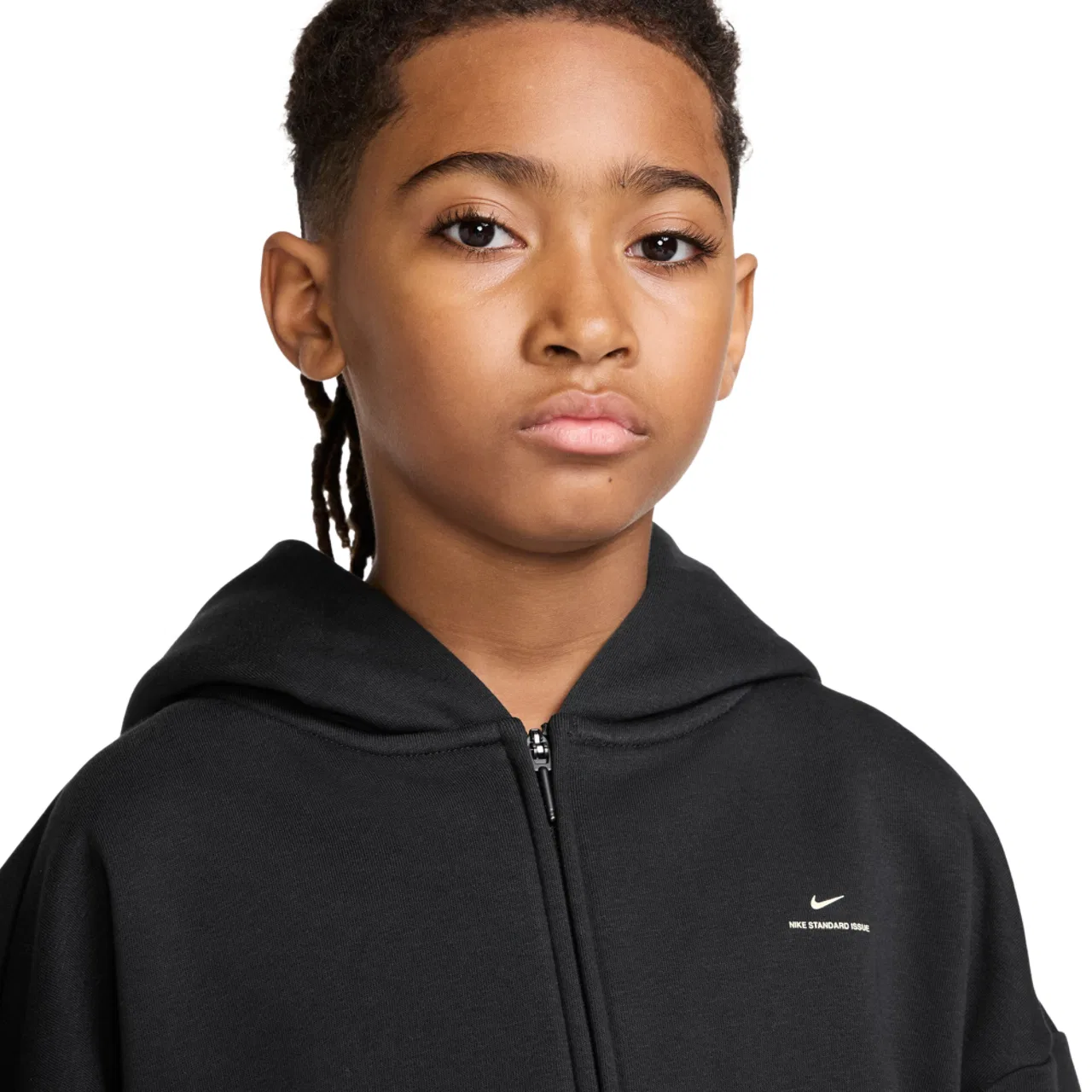Детская толстовка на молнии с технологией Therma-FIT Standard Fleece Nike, белый/черный — фото 3