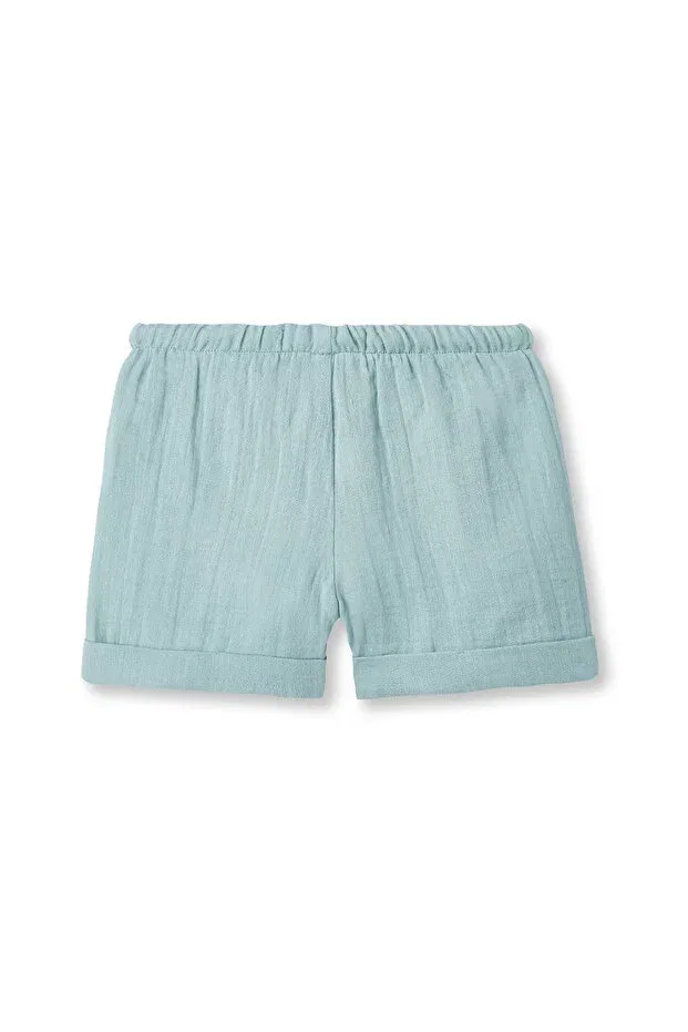 Детские шорты для девочек хлопковые Unisex kids muslin shorts Petit Coral, Turquoise — фото 2
