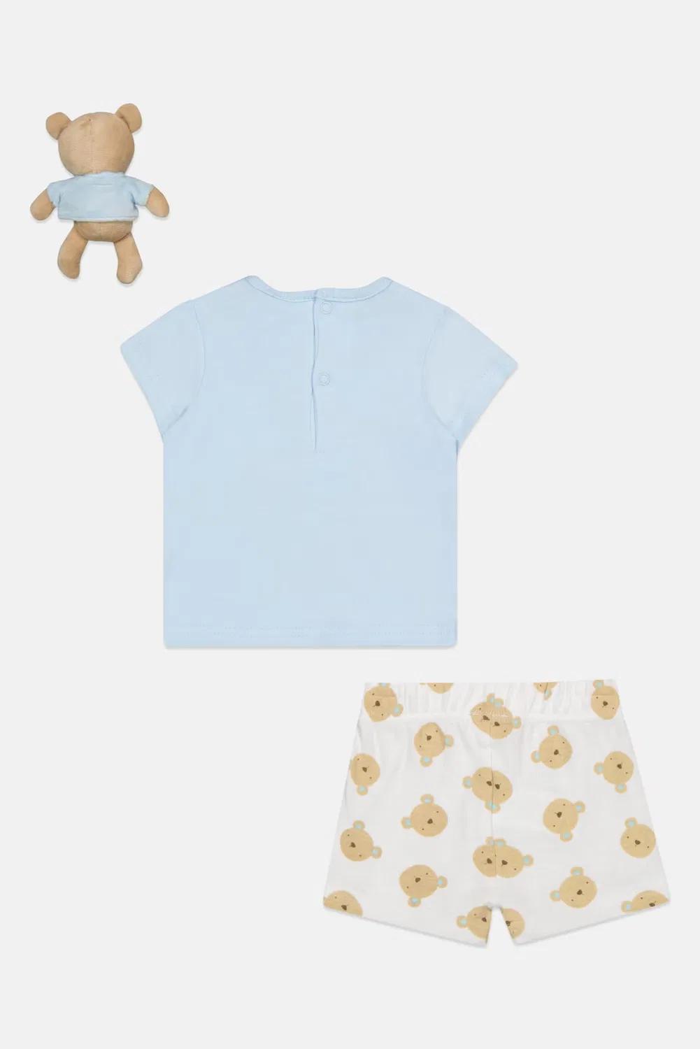 Комплект для девочки с принтом из топа, шорт и плюшевой игрушки Rock-A-Bye Baby Boutique, разноцветный — фото 3