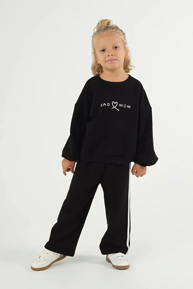 Детские свитшот для девочек с принтом Dad-Mom sweatshirt Mioma Kids, Black — фото 4