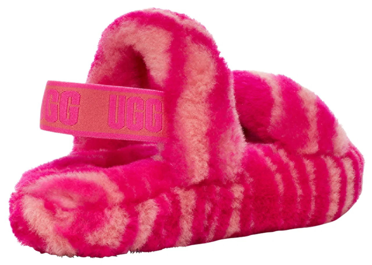 Детские шлепанцы для девочек с подкладкой из овчины Oh Yeah UGG, розовый/черный — фото 3