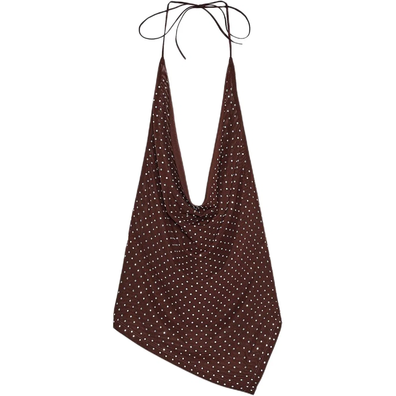 ZARA Женское полукомбинезонное платье с завязками на шее Brown
