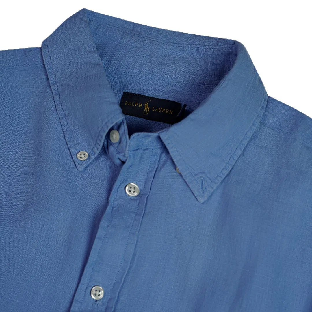 Женская рубашка с отложным воротником, синяя, Polo Ralph Lauren — фото 4