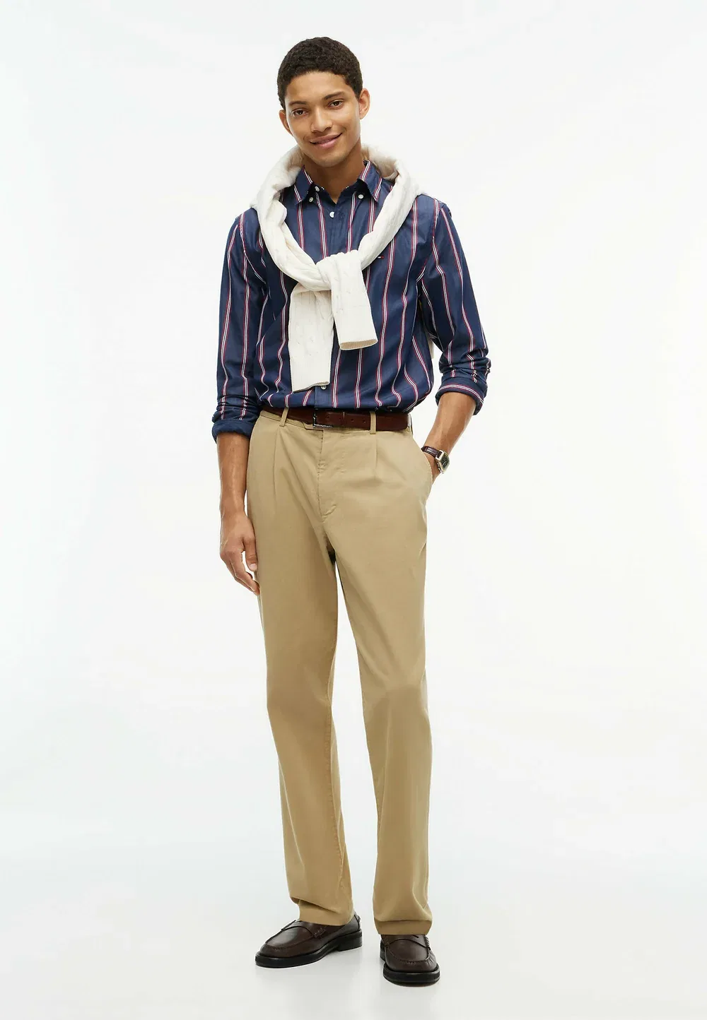Рубашка из поплина в полоску стандартного кроя - рубашка Tommy Hilfiger, Carbon Navy Multistripe — фото 2
