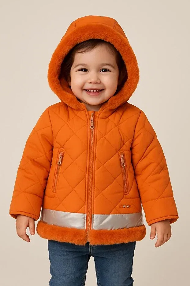 Детское пальто для девочек утепленное Mayakids, Brown