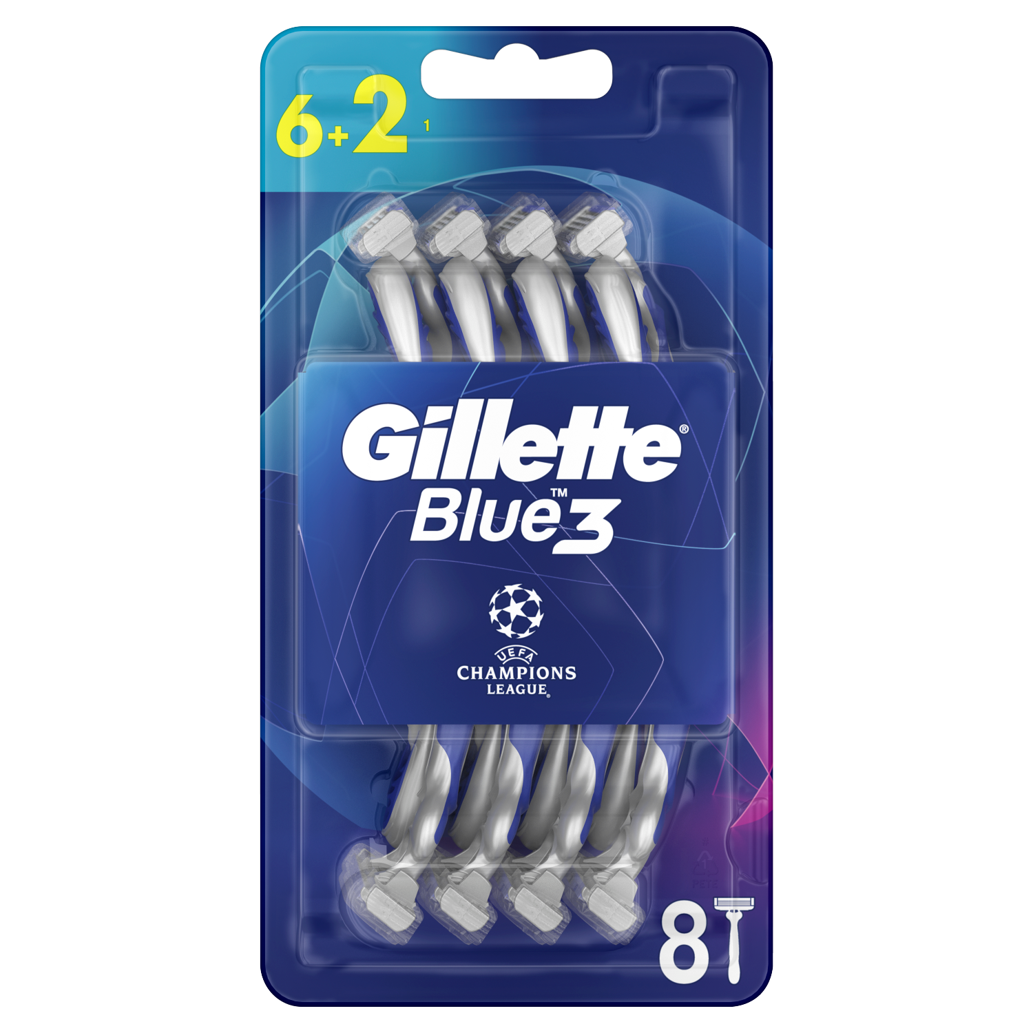 Gillette Blue 3 Football мужские бритвы, 6+2 шт/1 упаковка - фото