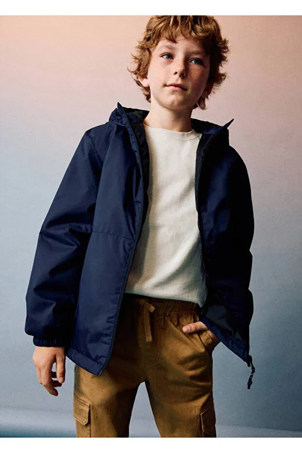 Детское пальто для девочек стеганое Mango Kids, Navy Blue — фото 3