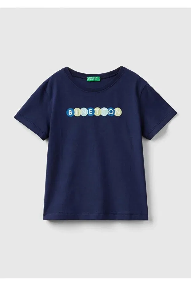 Детская футболка для мальчиков с длинным рукавом Benetton Written, Navy Blue United Colors Of Benetton