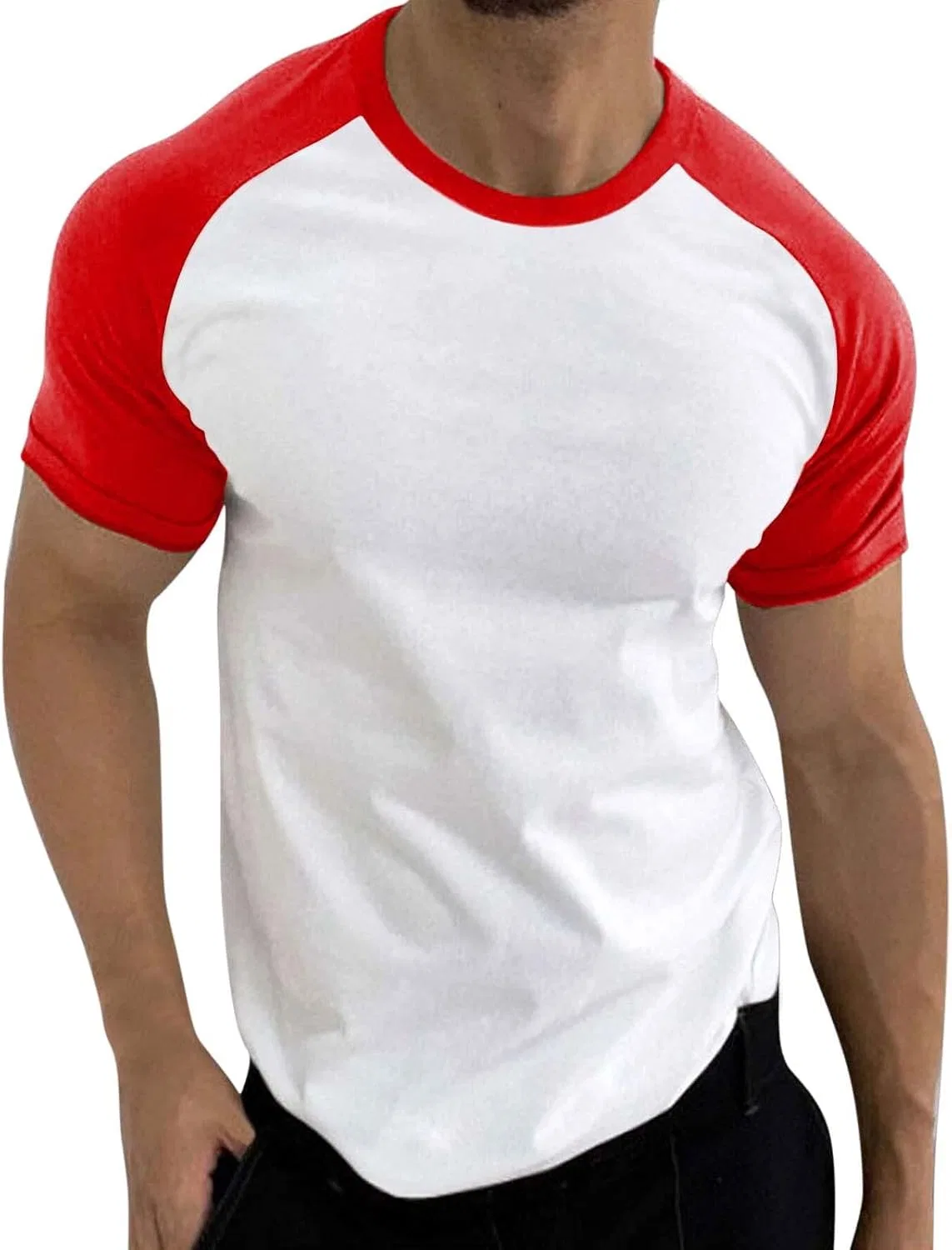 Мужская раглан футболка спортивная Slim Fit Stretch, Red