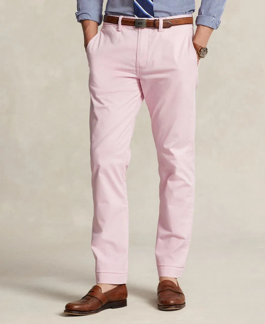 Мужские прямые чиносы из стрейч-хлопка с состаренным эффектом Polo Ralph Lauren, Carmel Pink