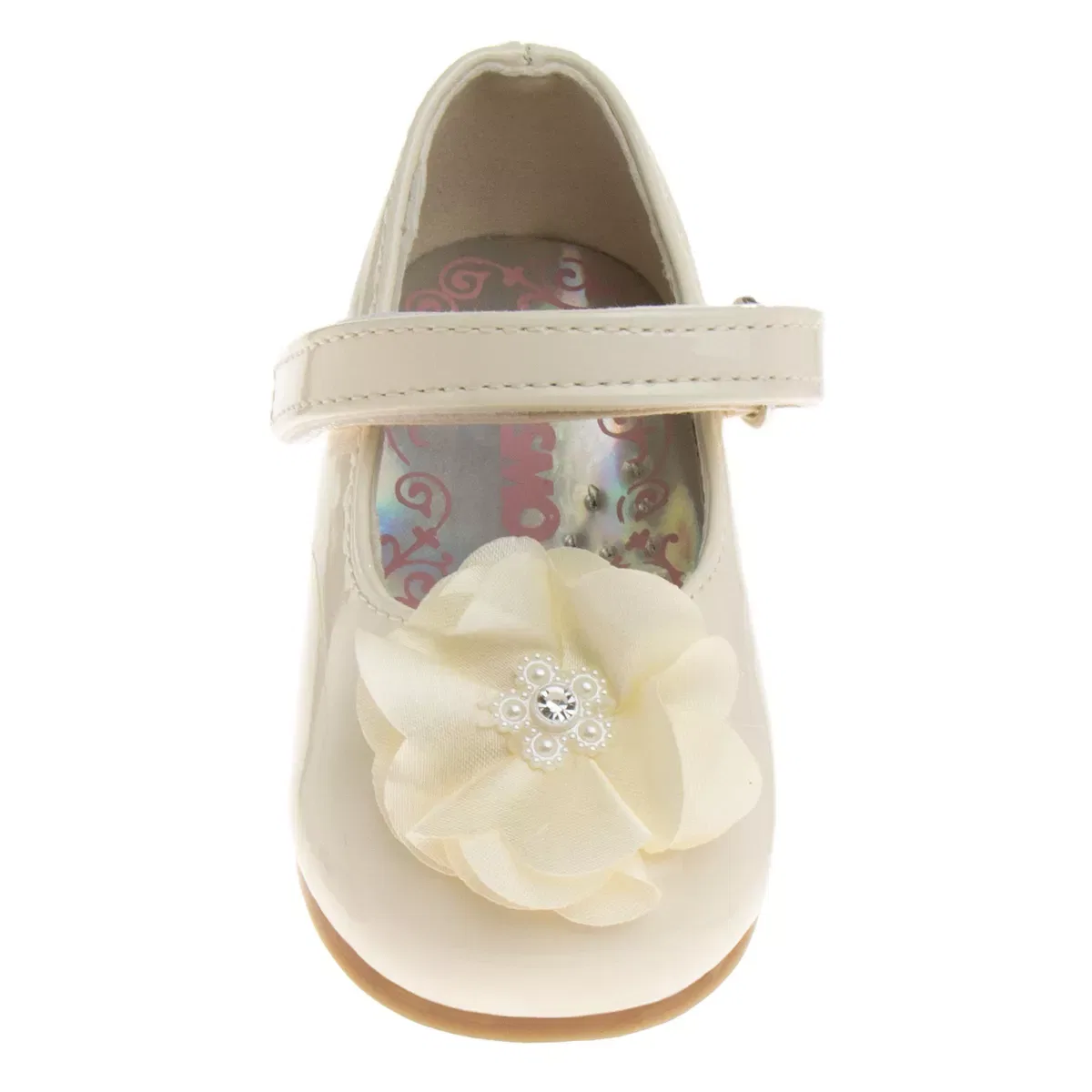 Детские туфли для девочек с цветочным декором Josmo Shoes, Beige Patent — фото 4
