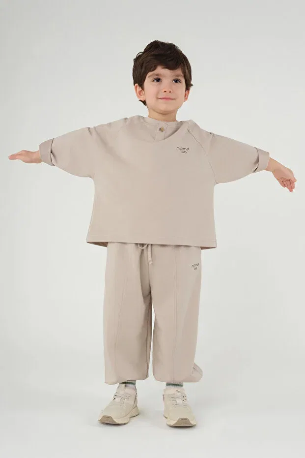 Детские брюки для девочек с принтом Balon sweatpants Mioma Kids, Beige