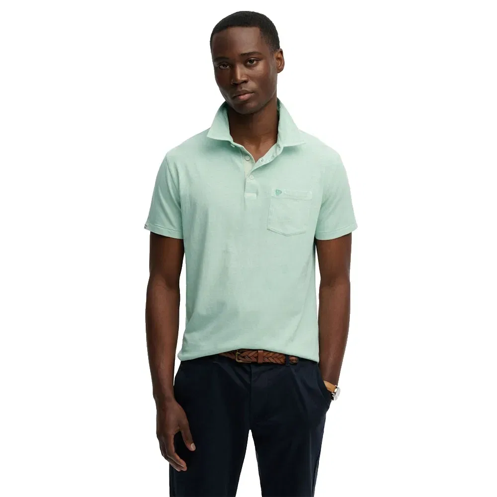 Поло Superdry Classic Cotton Linen Short Sleeve, зеленый