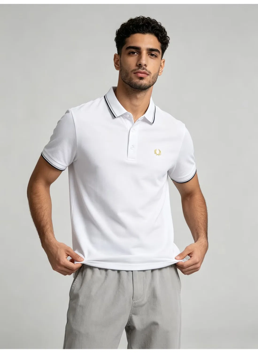 Поло с контрастными полосками, короткий рукав Fred Perry, белый — фото 3