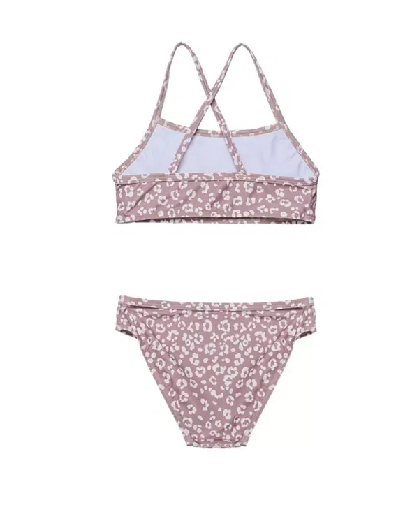 Детский купальник для девочек с принтом Leopard Love Criss Cross Strap Swim Set Gottex Kids, Cacao — фото 2