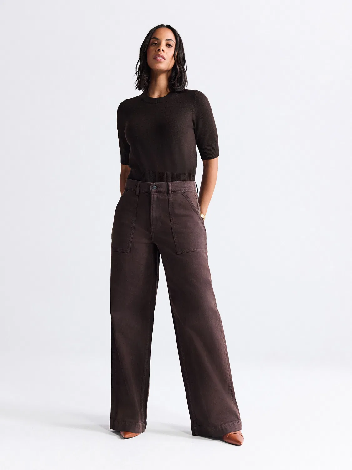 Джинсы Utility Wide Leg, Chocolate Brown Next