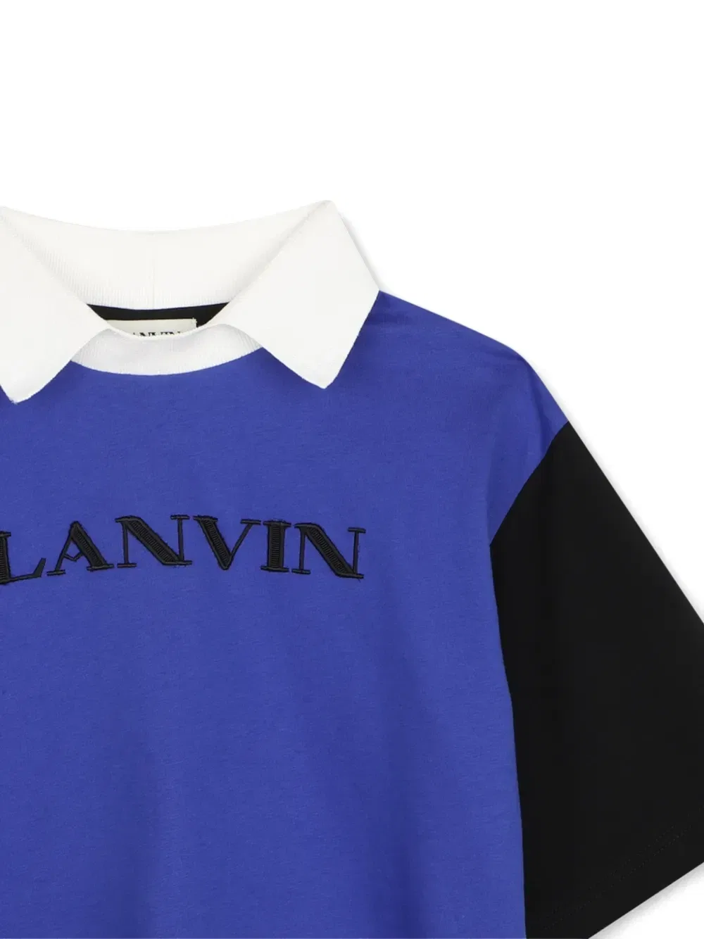 Футболка в стиле колор-блок с вышитым логотипом Lanvin Enfant, синий — фото 3