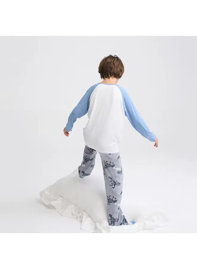 Пижама детская с длинным рукавом с принтом Aimer Kids, динозавр — фото 2