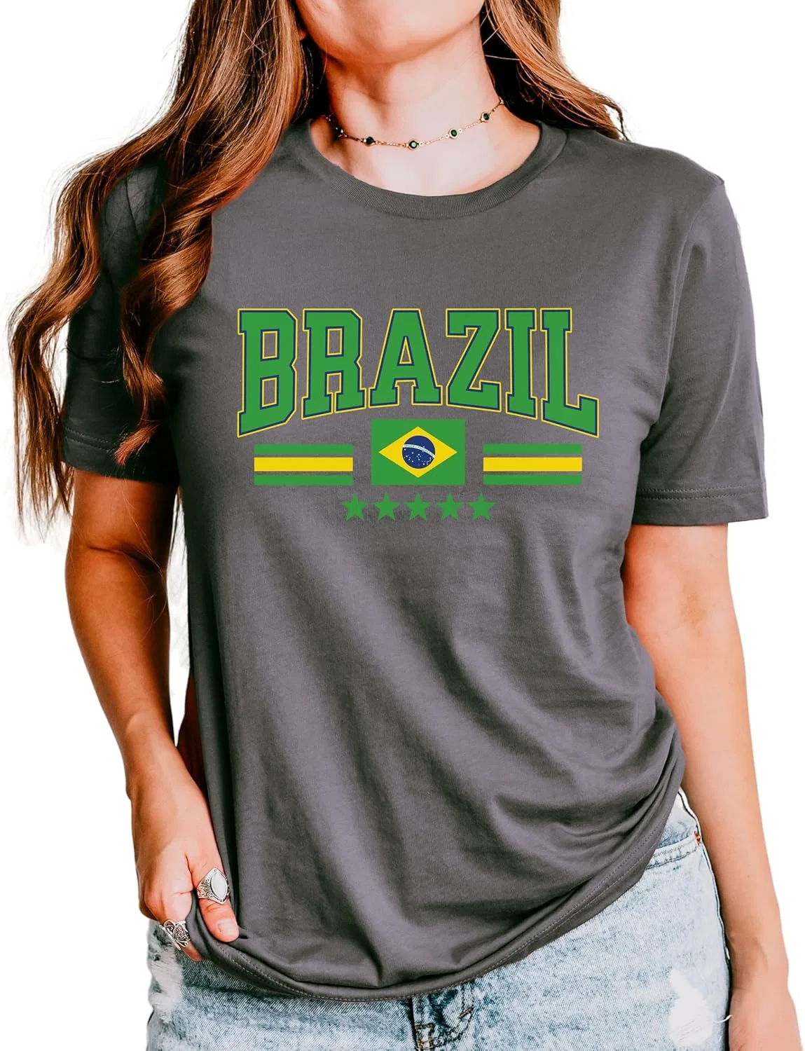 Мужская футболка с принтом Brazil Bella + Canvas, Asphalt